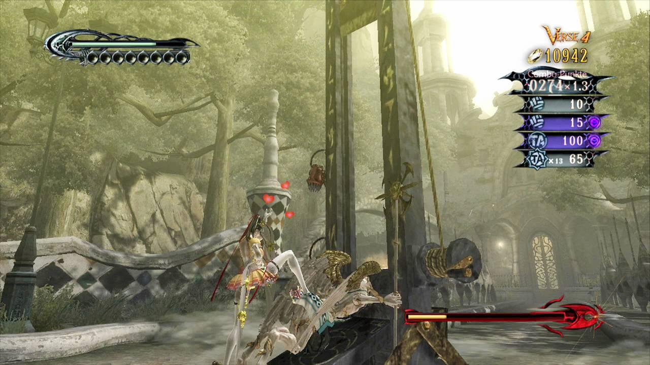 [07/10/2014] Hexen wie Bayonetta sind alles andere als nett: Mit Spezialangriffen wie diesem Fallbeil bettet ihr Gegner innerhalb von wenigen Augenblicken zur ewigen Ruhe.