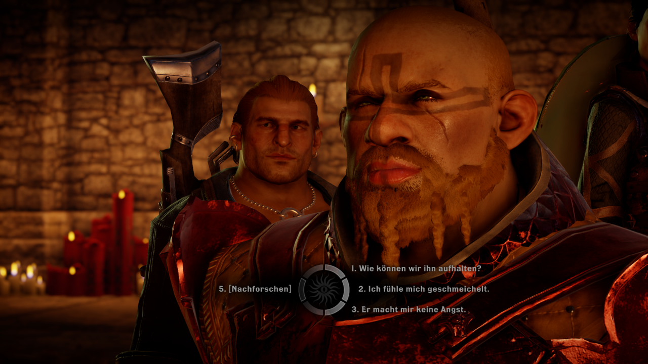 [10/11/2014] Dragon Age: Inquisition im Test - Gespräche finden im typischen Bioware-Dialog-Rad statt und erlauben euch viele Entscheidungen.