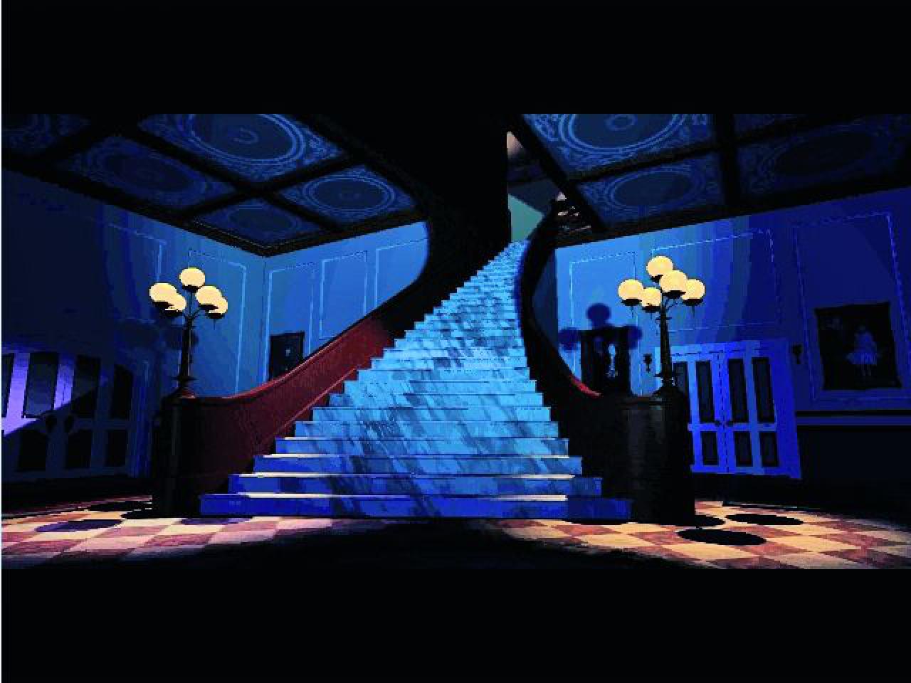 [09/12/2014] Die Treppe sah anno 1993 noch schick aus, doch dahinter verbargen sich maue Rätsel (The 7th Guest). Quelle: PC-Version, DOSBox
