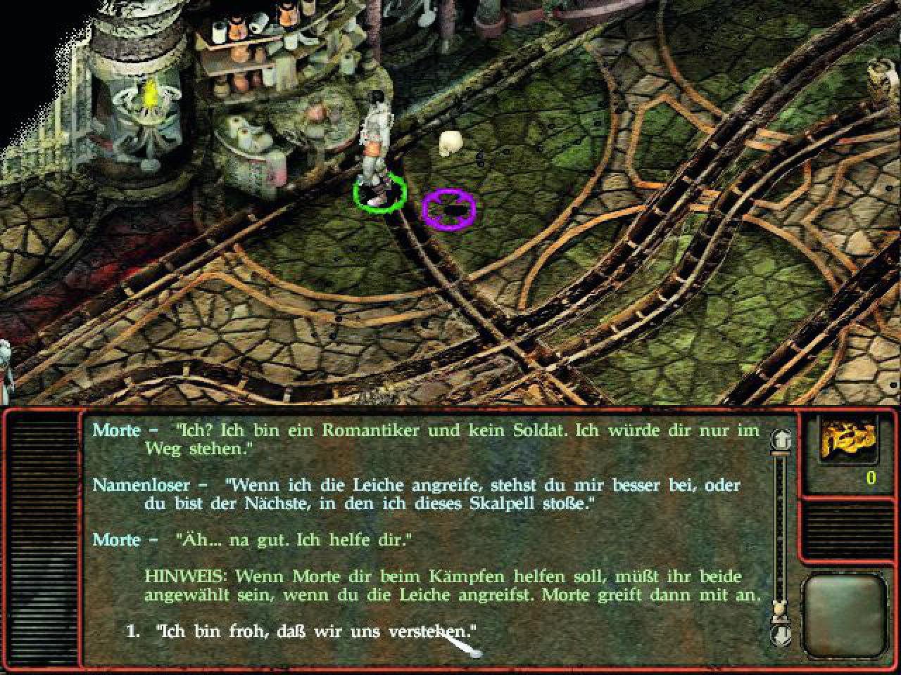 [09/12/2014] Planescape Torment ist ein echtes Story-Meisterwerk: Der Namenlose ist schlecht drauf, nachdem er quicklebendig auf einem Seziertisch aufwacht.