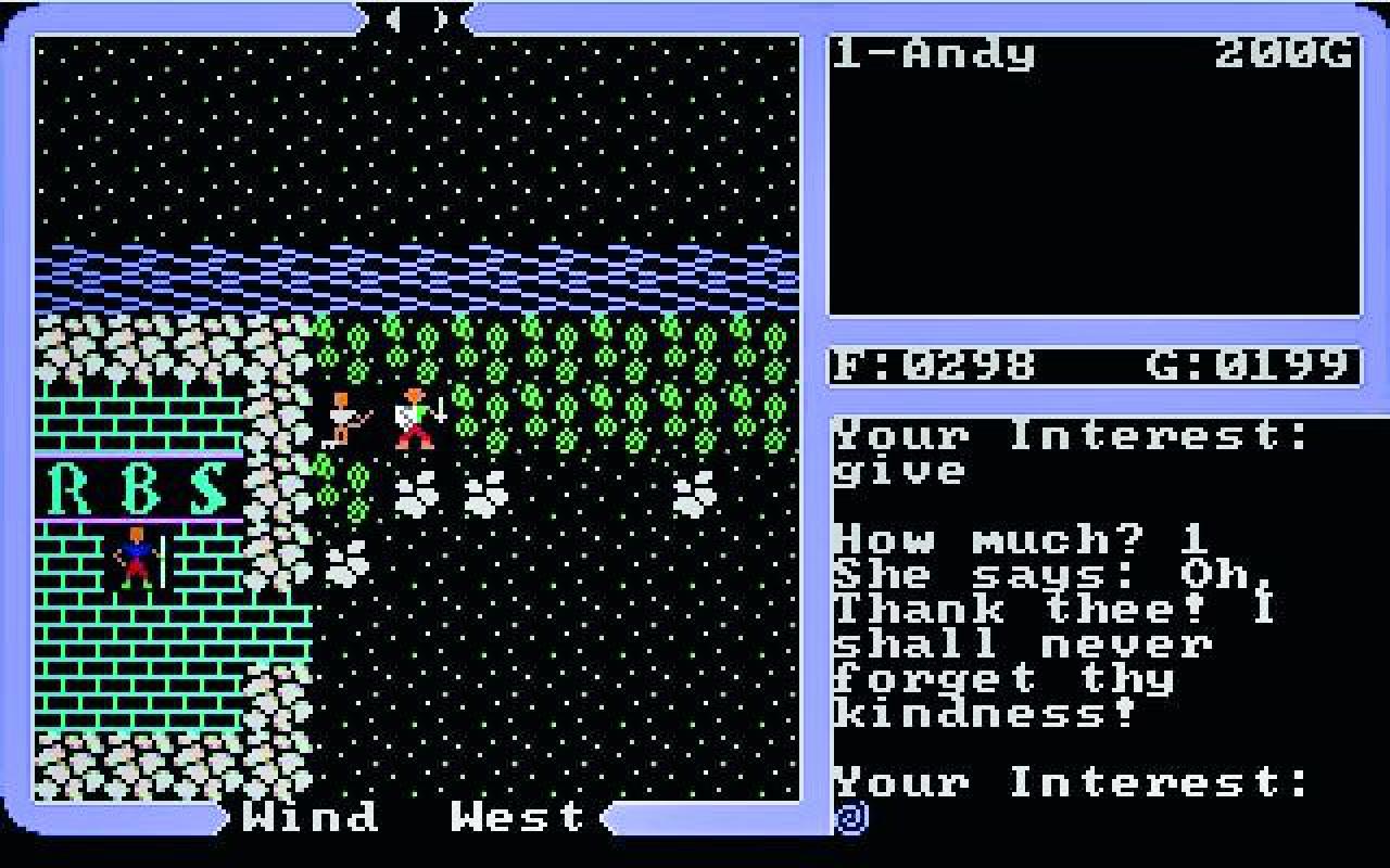 [09/12/2014] Guter Held: Wer streng nach den acht Tugenden leben möchte, muss auch ab und an armen Bettlern Geld spenden (hier ein Screenshot aus Richard Garriotts Kultspiel Ultima IV)