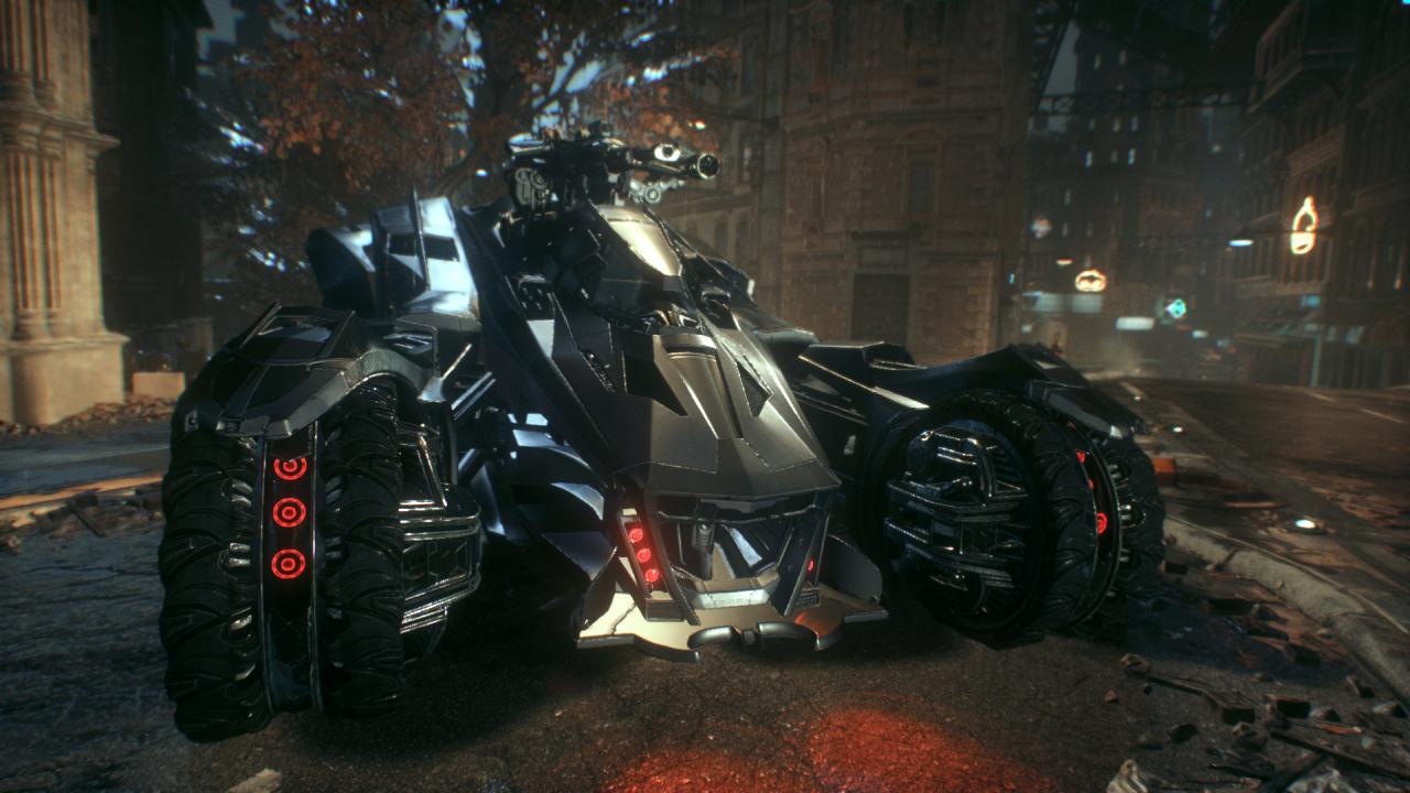 [25/06/2015] Ist das noch Batman? Im Kampfmodus erinnert sein Auto eher an einen Transformer. (PC)