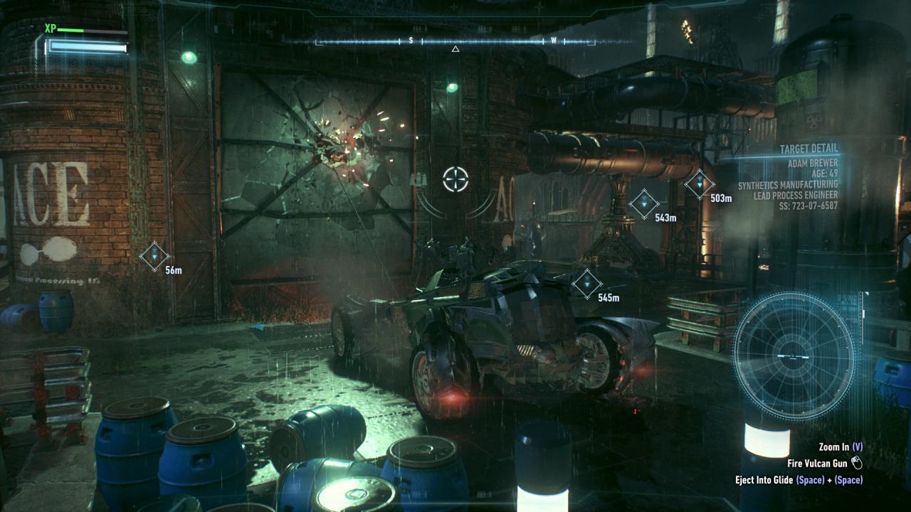 [25/06/2015] Das Batmobil kommt auch für viele Rätsel zum Einsatz. Wirkt zwar oft aufgesetzt, spielt sich aber gut. (PC)