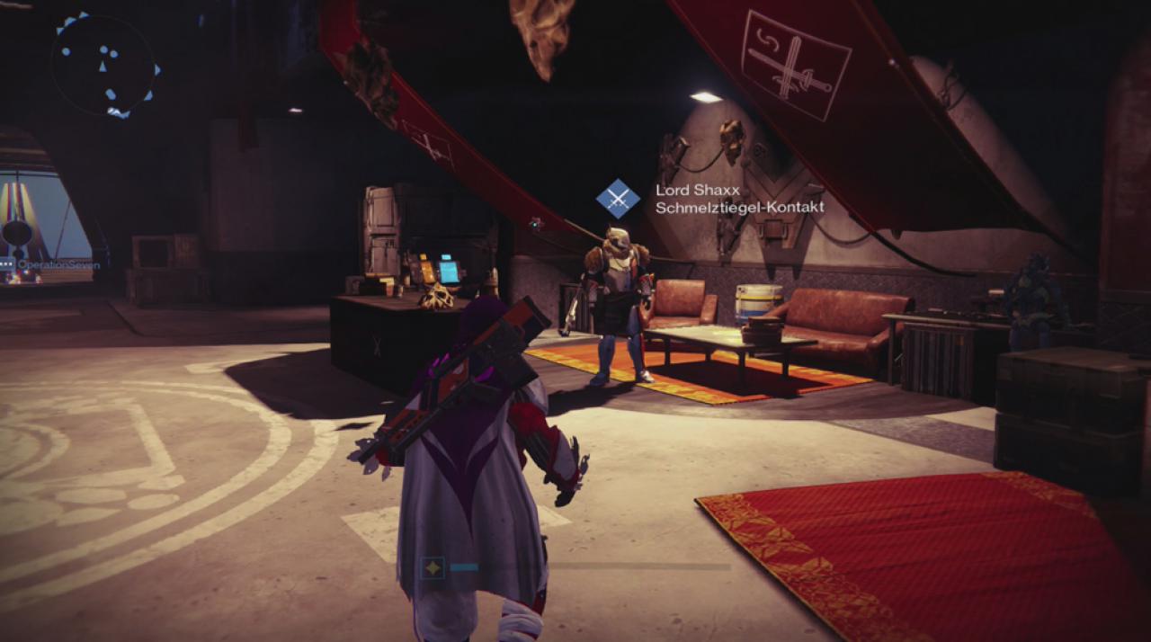 [17/09/2015] Lord Shaxx (Schmelztiegel) stellt für euch das legendäre Schwert her, sobald ihr ihm die dafür nötigen Rohstoffe aushändigt.
