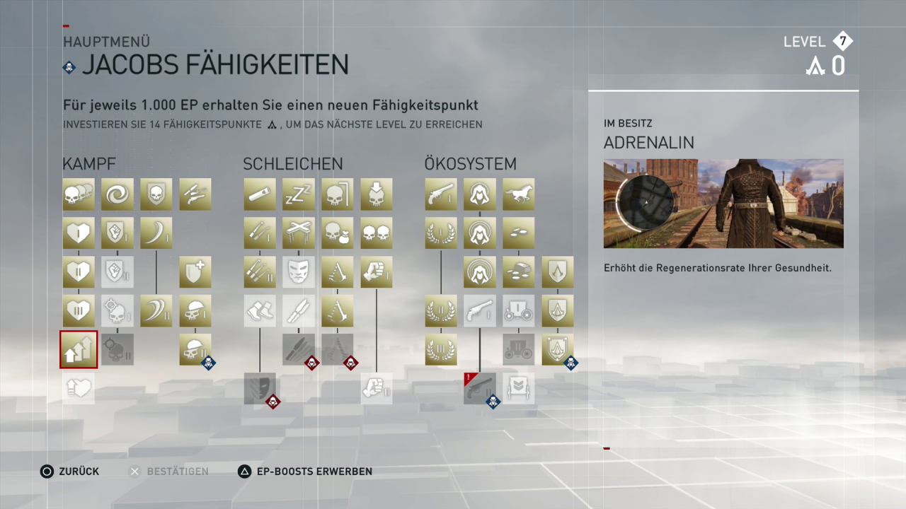 [22/10/2015] Je weiter wir die Fähigkeiten unserer Protagonisten ausbauen, desto mehr Skill Points müssen wir für neue Aktionsmöglichkeiten investieren.
