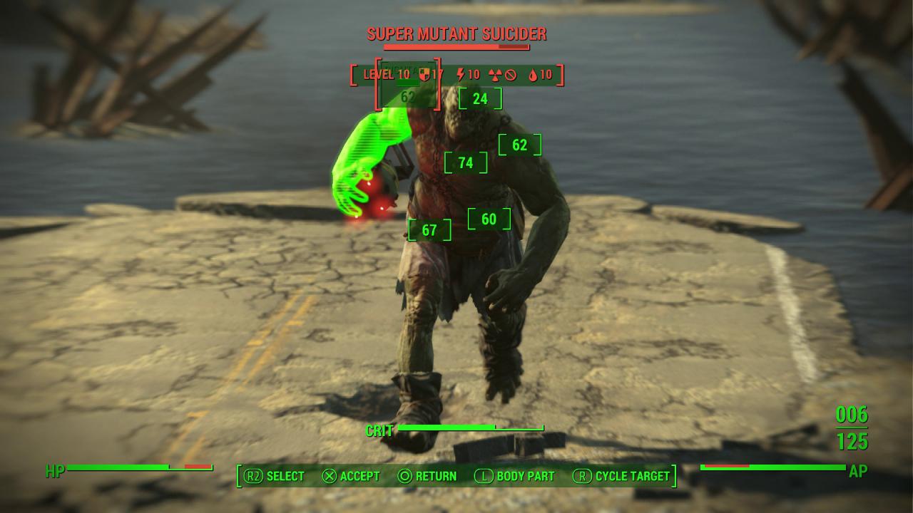 [09/11/2015] Per VATS visieren wir die Bombe dieses Selbstmord-Mutanten an. (PS4)