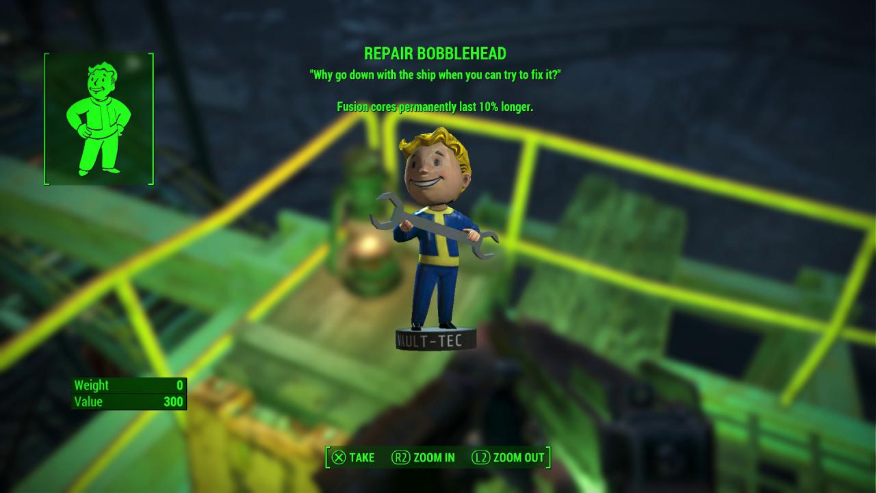[09/11/2015] Die winzigen Boobleheads sind sehr gut in der Spielwelt versteckt und steigern unsere Attribute dauerhaft. (PS4)
