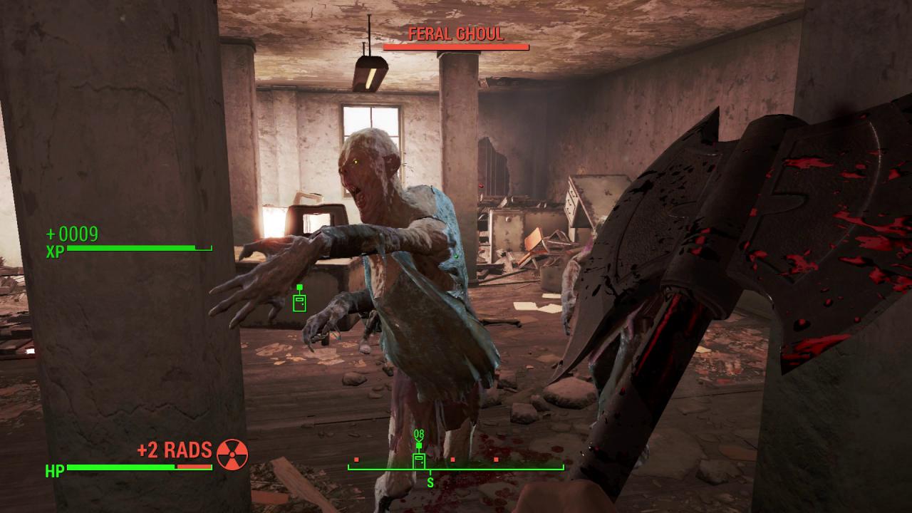 [09/11/2015] Auch wenn wir meistens ballern, hat Fallout 4 auch ein paar coole, teils verrückte Nahkampfwaffen im Angebot. Zum Beispiel diese hübsche Axt. (PS4)