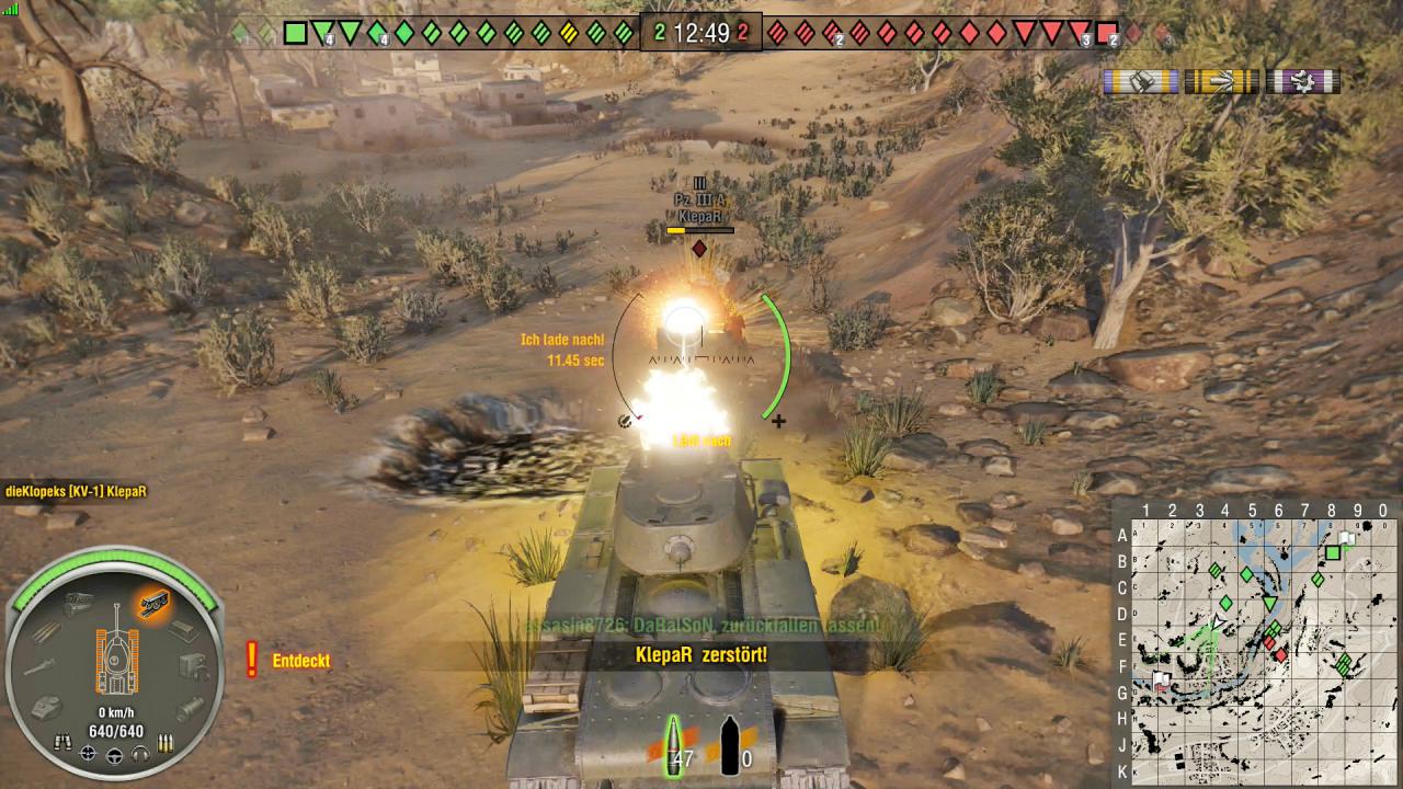 [22/01/2016] Schwere Tanks wie der russische KV-1 hier im Bild sind extrem stark gepanzert. Leichte Fahrzeuge können nur selten ihre vordere Schutzhülle durchbrechen.