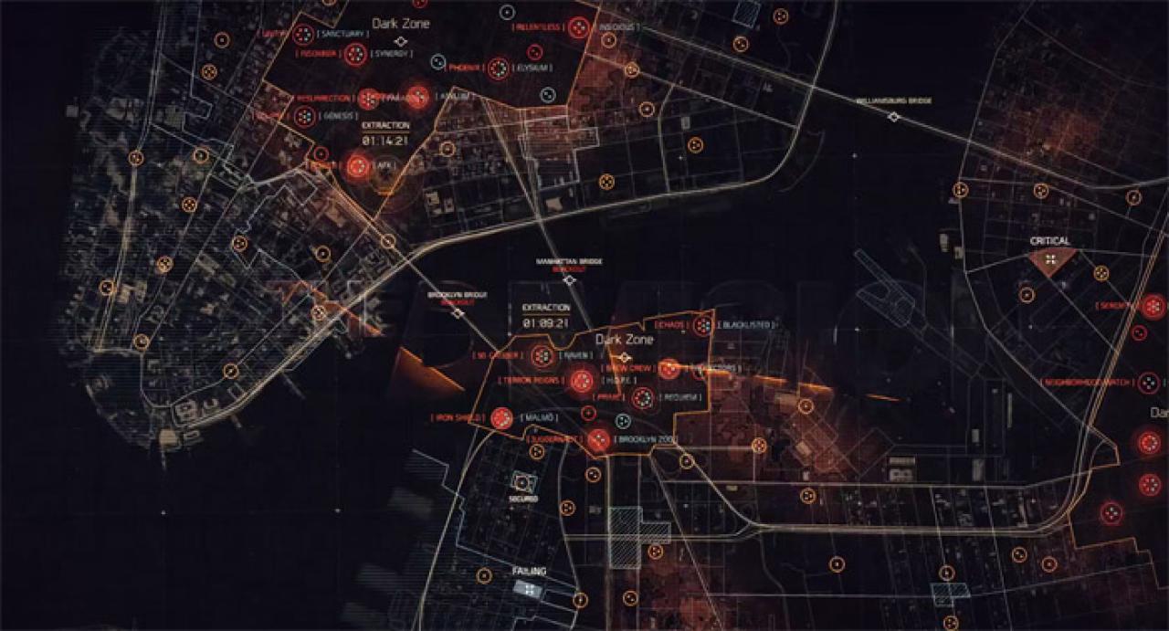 [26/01/2016] Ubisoft konzentriert sich im Hauptspiel auf Midtown Manhattan (nordwestlicher Ausschnitt auf dem Screenshot). Andere Stadtteile New Yorks sind zum Launch von The Division nicht begehbar.