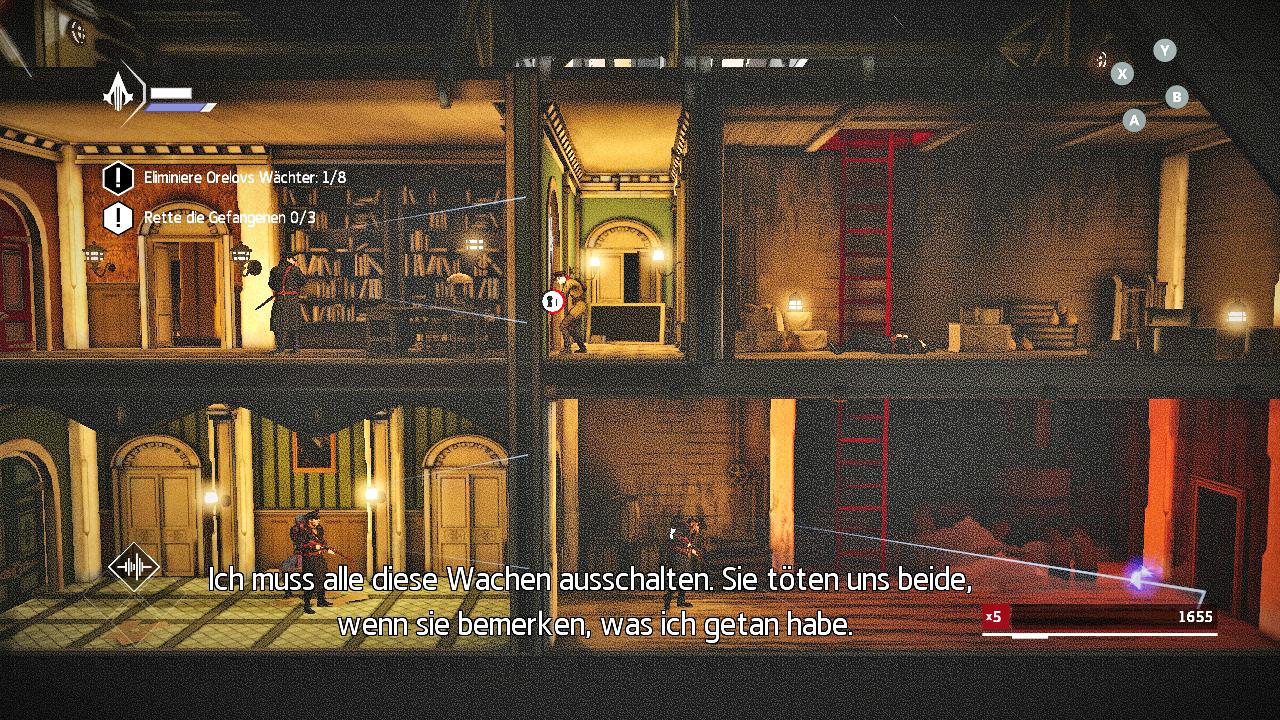 [10/02/2016] In den Anastasia-Abschnitten verfügen wir über fast keine Ausrüstung und müssen uns auf unser Schleichtalent und Stealth-Kills verlassen.