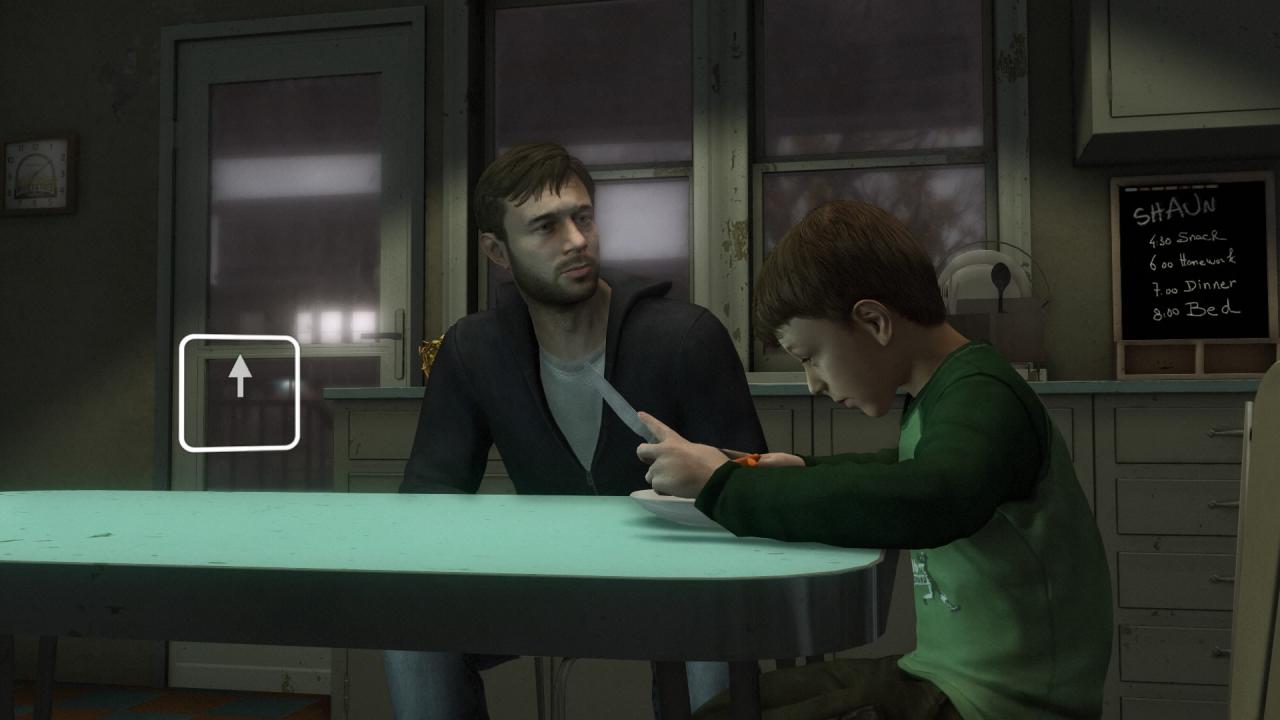 [29/02/2016] Heavy Rain konfrontiert euch immer wieder mit sehr emotionalen Szenen. Wenn Ethan seinem Sohn schweigend beim Essen zusieht, sagt seine deprimierte Mimik mehr als tausend Worte.