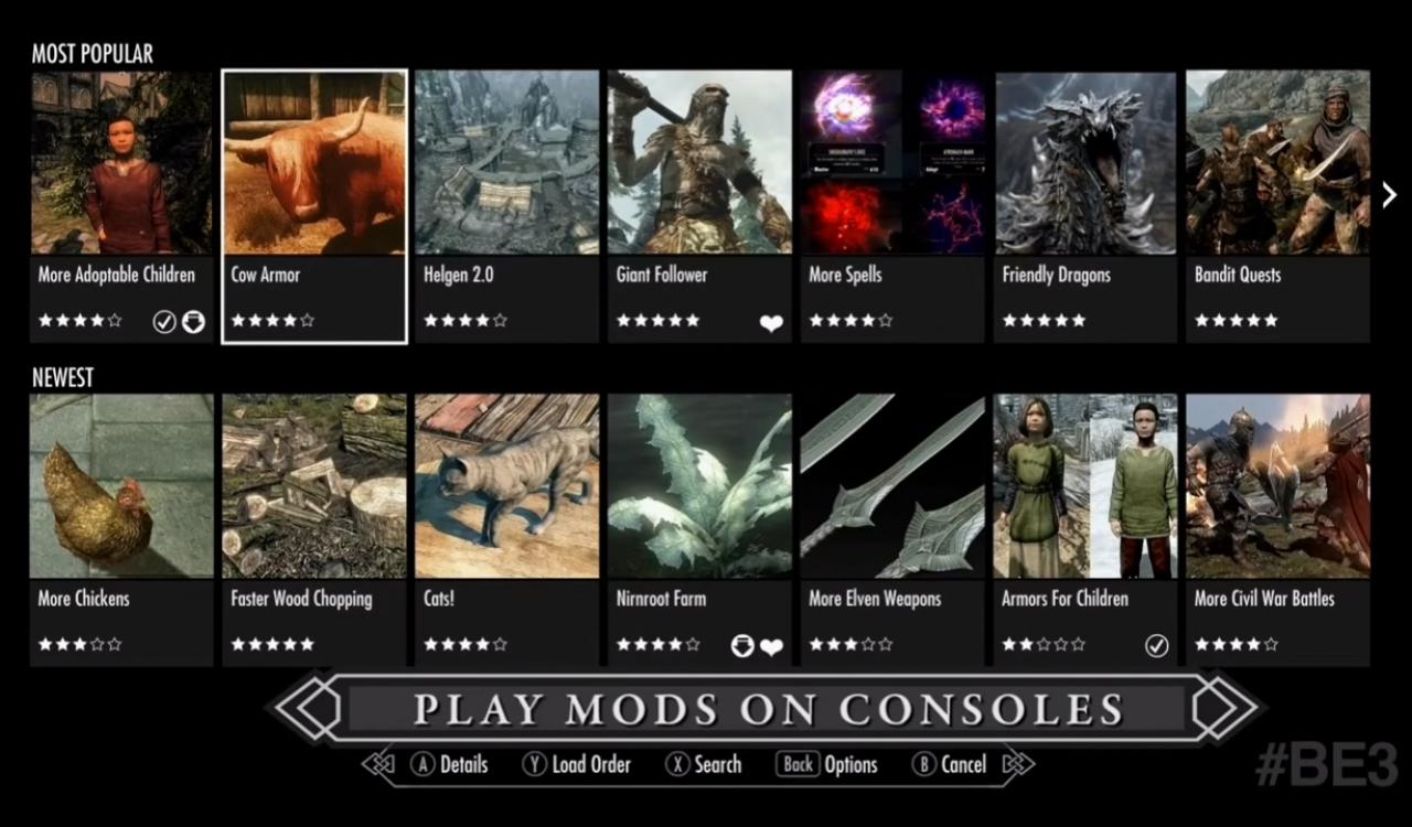 [22/06/2016] Der Support von Konsolen-Mods erfolgt im Skyrim: Remaster augenscheinlich nach dem gleichen Konzept wie in Fallout 4.
