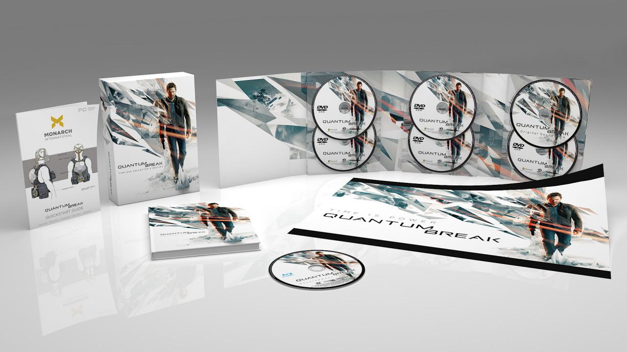[11/10/2016] Quantum Break gibt es am PC jetzt auch in einer Timeless Collector's Edition mit Making-of-DVD, Artbook, Soundtrack-CD und Poster.