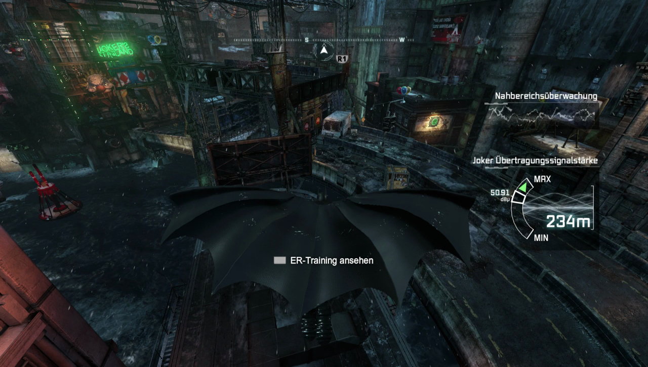 [21/10/2016] Beim Gleiten über die Stadt gerät Arkham City regelmäßig ins Stottern.