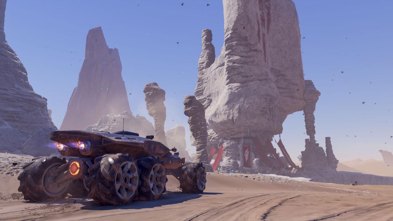 [21/11/2016] Nomad ND1: Ein schnelles, agiles Fahrzeug ohne eigene Bewaffnung zur Aufklärung neuer Planeten. Dazu verfügt es auch über spezielle Klettermodi und Booster.