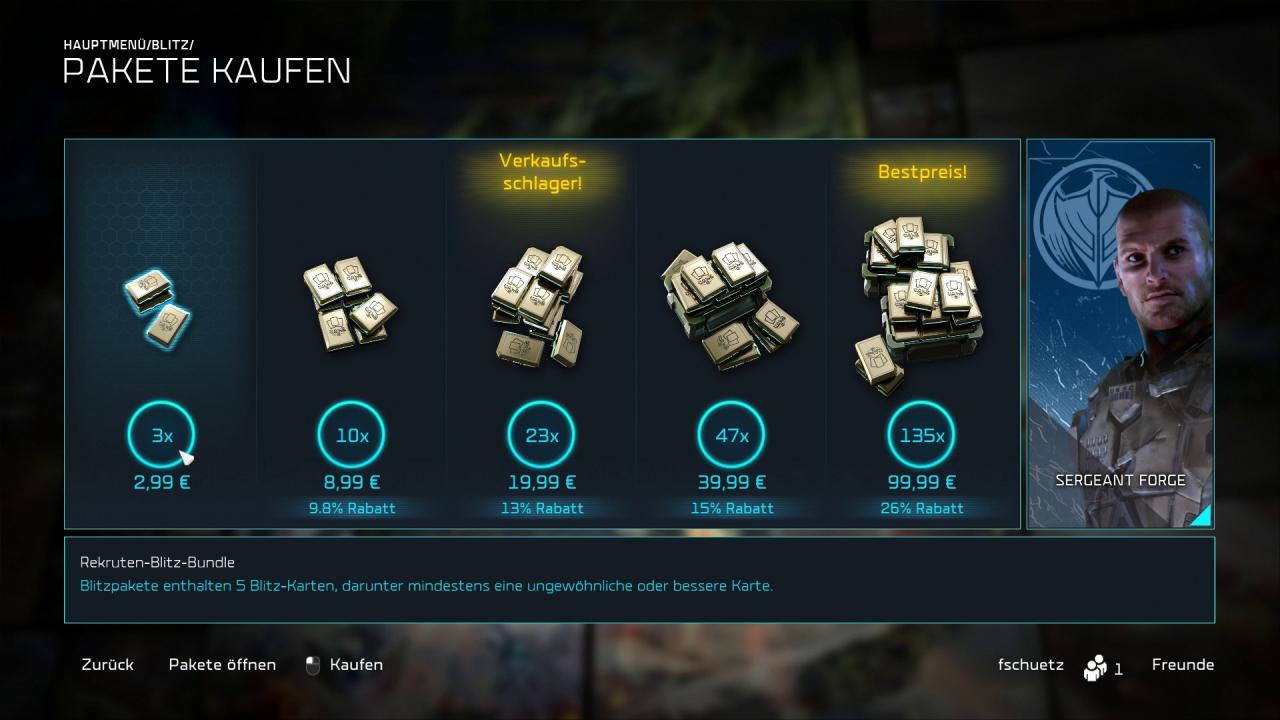 Im Shop können wir neue Kartenpakete kaufen. Alternativ erspielen wir uns die Dinger einfach.