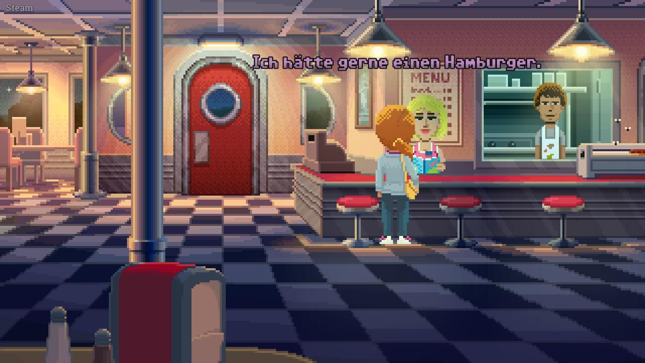 [30/03/2017] Na, erkannt? Im Diner treffen wir auf Sandy und Dave - zwei Hauptfiguren aus Ron Gilberts Maniac Mansion von 1987.