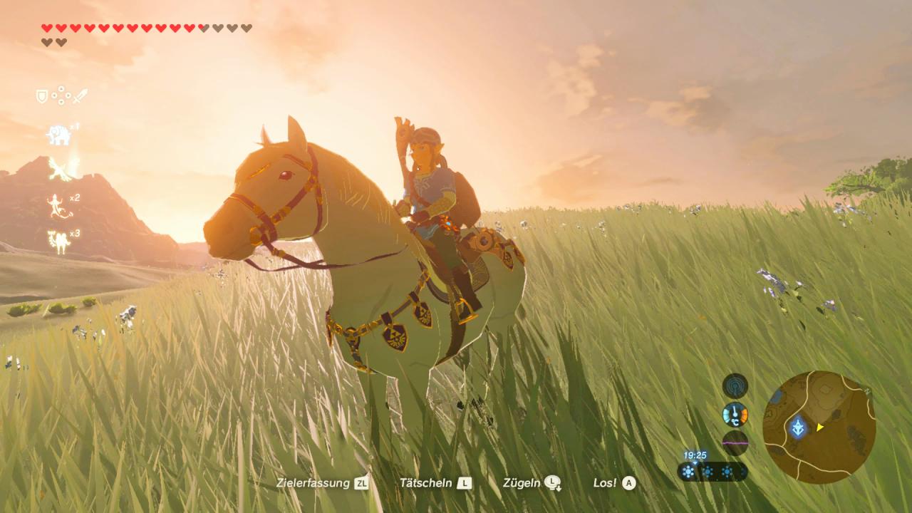 Link reitet auf einem Pferd