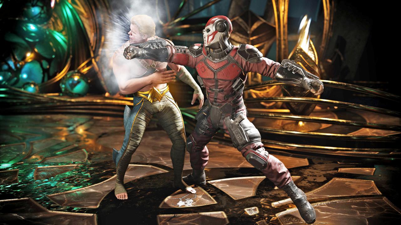 [09/03/2017] Deadshot poliert Aquaman die Visage: Auf dem höchsten der insgesamt fünf Schwierigkeitsgrade kannten die KI-Gegner im Probespiel keine Gnade.
