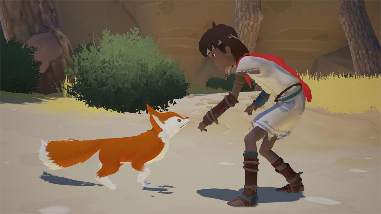 Die Spielfigur aus Rime mit seinem Weggefährten, dem Fuchs.