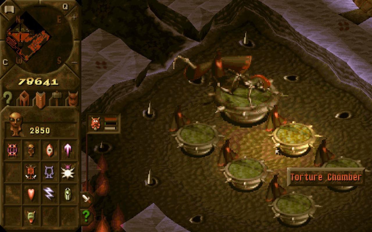[26/06/2017] In der Folterkammer werden Gegner malträtiert. In ihrer Freizeit amüsieren sich dort außerdem unsere Eisernen Jungfrauen. (Bild: Dungeon Keeper)