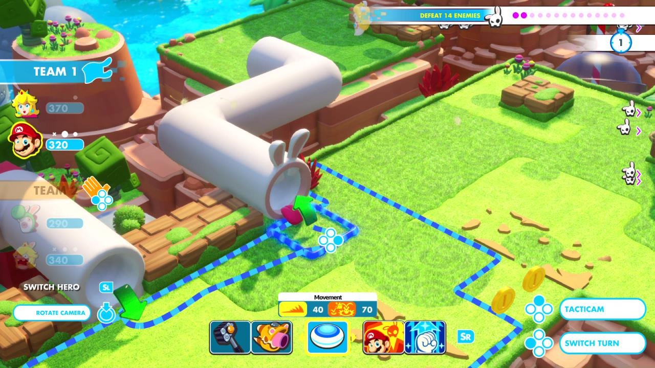 Clever kombiniert, ermöglichen euch die aus Mario-Titeln bekannten Warp-Röhren, das Spielfeld in nur wenigen Zügen zu überqueren.