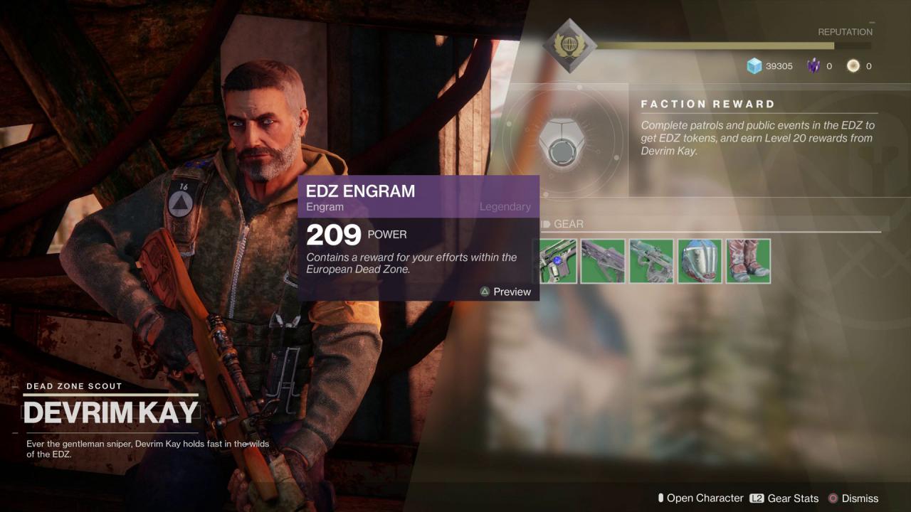 [24/08/2017] In allen vier Destinationen von Destiny 2 findet ihr einen Händler, bei dem ihr euch ab Level 20 und pro erreichtem Rufrang legendären Loot holen könnt, der mit eurem Lichtlevel skaliert.