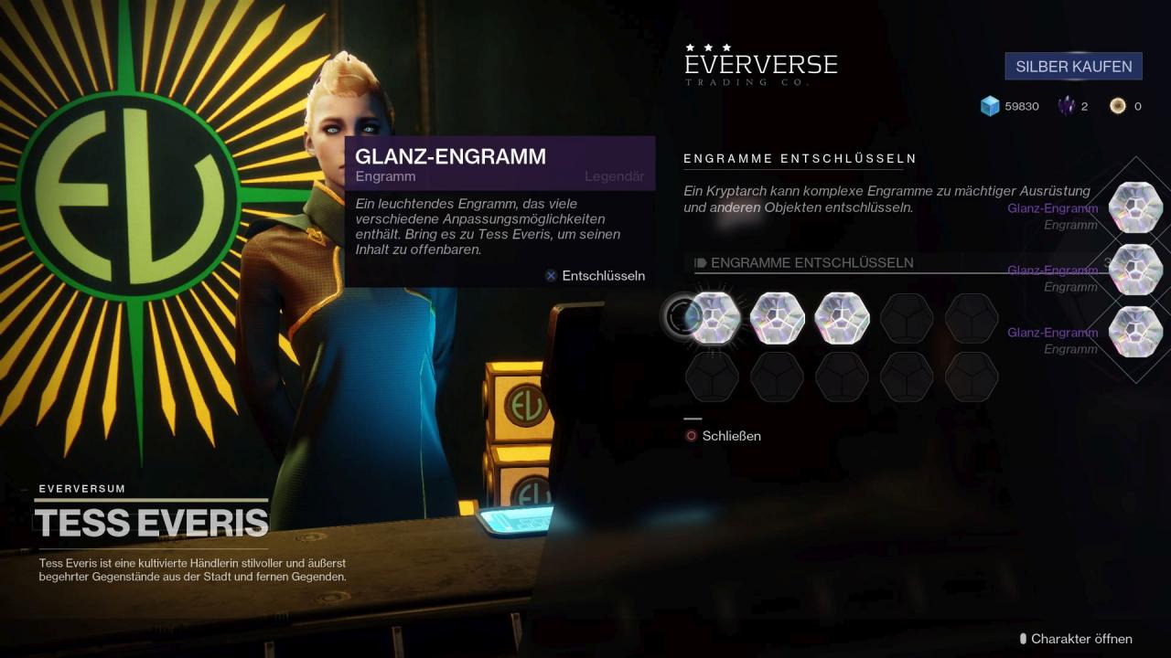 [08/09/2017] Glanz-Engramme enthalten in Destiny 2 vornehmlich kosmetische Gegenstände - aber es gibt Ausnahmen.