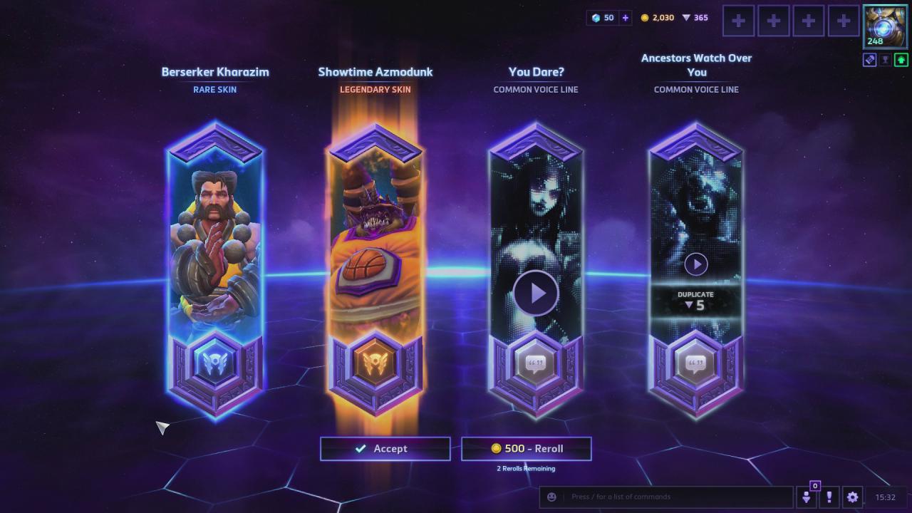 [08/09/2017] Beutetruhen enthalten immer wieder auch mal seltene Skins oder Helden.
