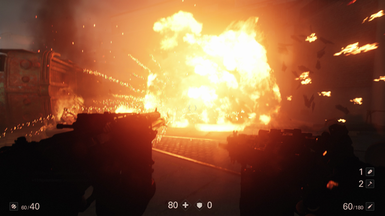 Dank seiner durchschlagskräftigen Waffen sorgt der Shooter von Bethesda für fette Explosionen.