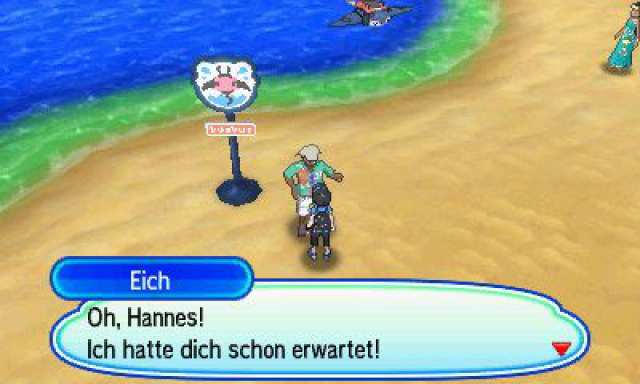 Sammelt ihr fleißig die gold-glitzernden Herrscher-Sticker, bekommt ihr von Eich am Kantai-Strand die mächtigen Herrscher-Pokémon der Prüfungen geschenkt.