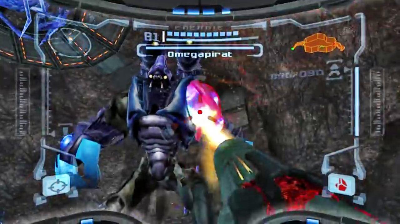 Wie es sich für ein gutes Metroid-Spiel gehört, müsst ihr euch immer wieder besonders großen und starken Gegnern stellen, wie diesem Omega-Piraten.