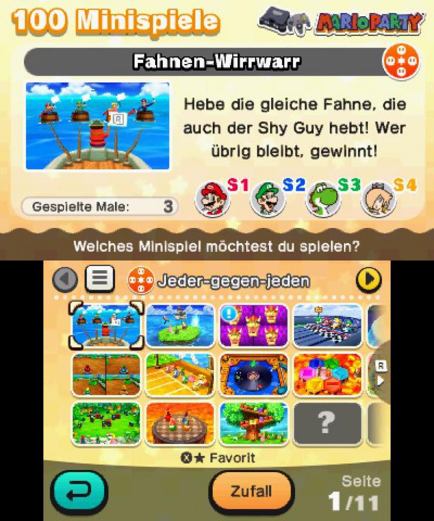 Im Modus „100 Minispiele“ habt ihr die freie Auswahl aus den insgesamt (wie überraschend) 100 Minispielen.