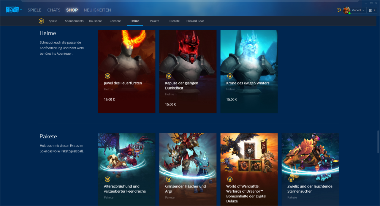 [17/01/2018] Blizzard Shopseite mit kosmetischen Items