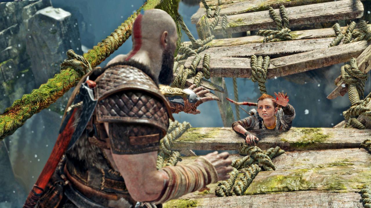 [10/03/2018] God of War 5-Vorschau: Atreus ist zwar ein pfiffiges Kerlchen, dennoch bringt er sich in Momenten kindlicher Naivität auch schon mal selbst in Gefahr.