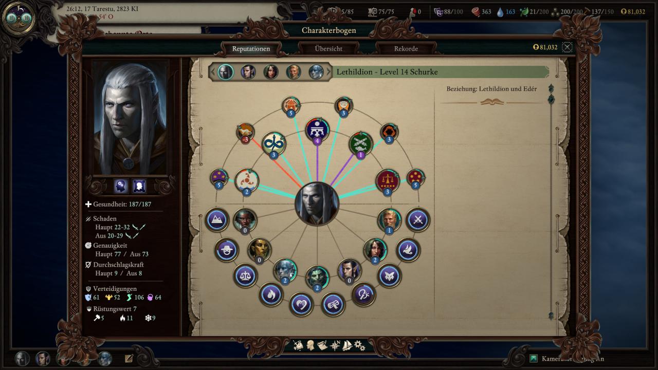[09/05/2018] Pillars of Eternity 2: Deadfire im Test -&nbsp;Mit euren Taten beeinflusst ihr das Verhältnis zu euren Gefährten und den Fraktionen der Todesfeuer-Inseln. Auch Romanzen sind möglich.