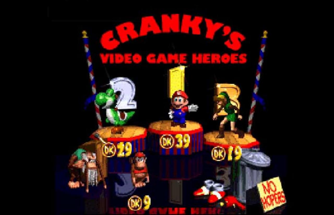 Typischer Rare-Humor: In Donkey Kong Country 2 stuft der greise Cranky Kong den Spieler im Vergleich zu anderen Nintendo-Helden ein.
