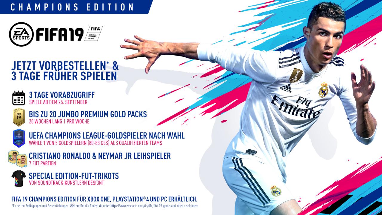 [10/06/2018] Pre-Order-Bonus Fifa 19 Champions-Edition für PC, PS4 und Xbox One.