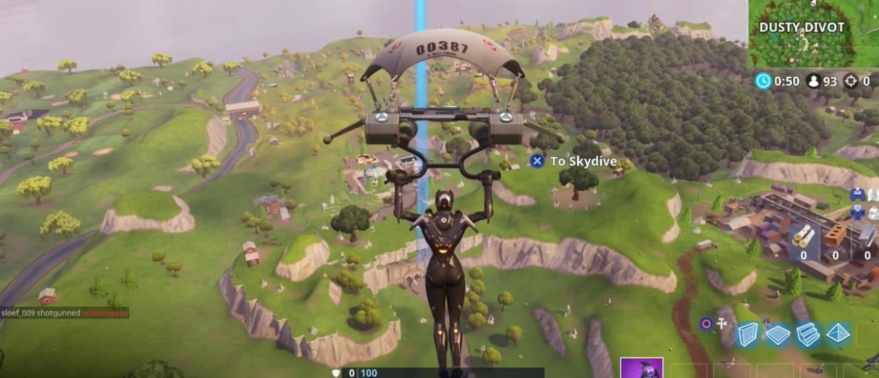 Absprung aus dem Battle Bus in Fortnite