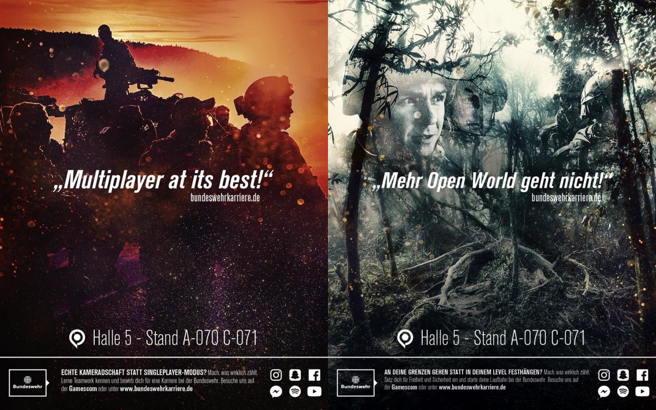 Plakate der Bundeswehr auf der Gamescom