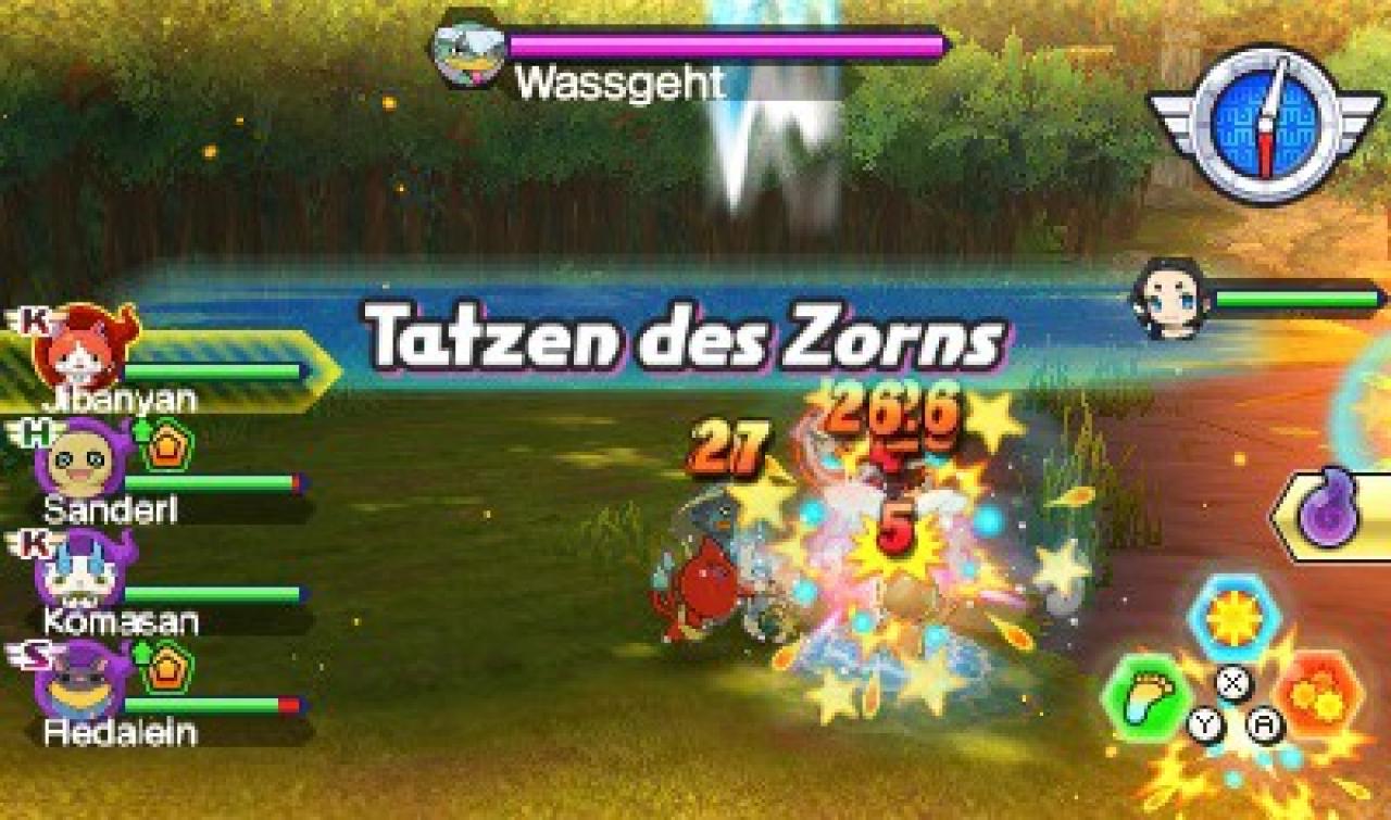 Trifft man auf andere Yo-kai, verliert man im Handgemenge oftmals den Überblick. Der Einsatz von Ultiseelschlägen macht das sogar teilweise noch schlimmer.