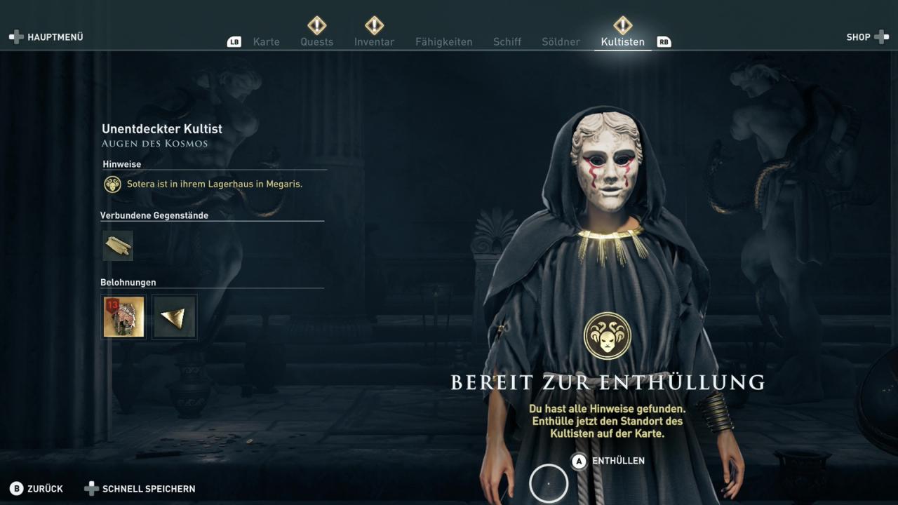 Die Kultistin Sotera darf nun enttarnt werden.