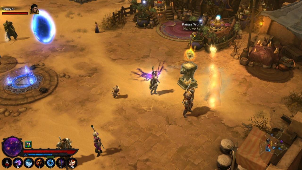 Im Lager habt ihr Zugriff auf diverse Händler, Hanwerker, Questgeber und Kanais Würfel. Mit Letzterem stehen euch verschiedene Crafting-Möglichkeiten rund um legendäre und Set-Items zur Verfügung.