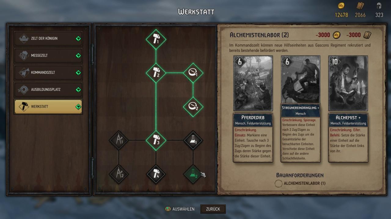 Im Lager kaufen wir wertvolle Upgrades für unsere Truppen.