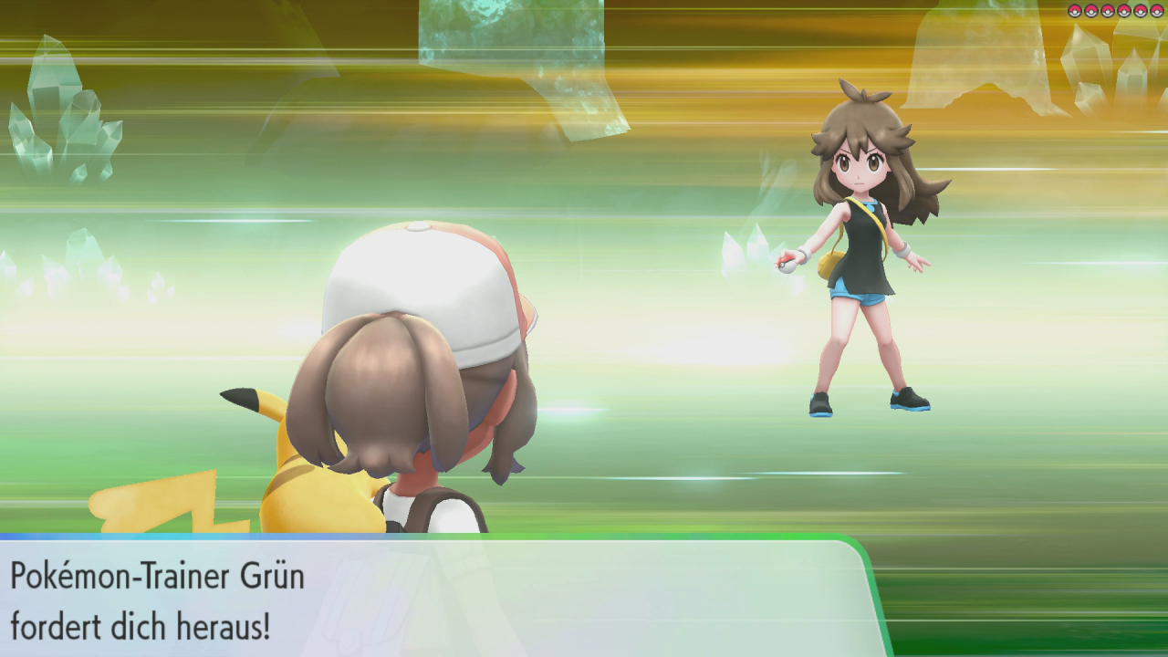 [28/11/2018] Pokémon-Trainerin Grün fordert uns heraus, da wir Mewtu noch vor ihr gefangen haben.