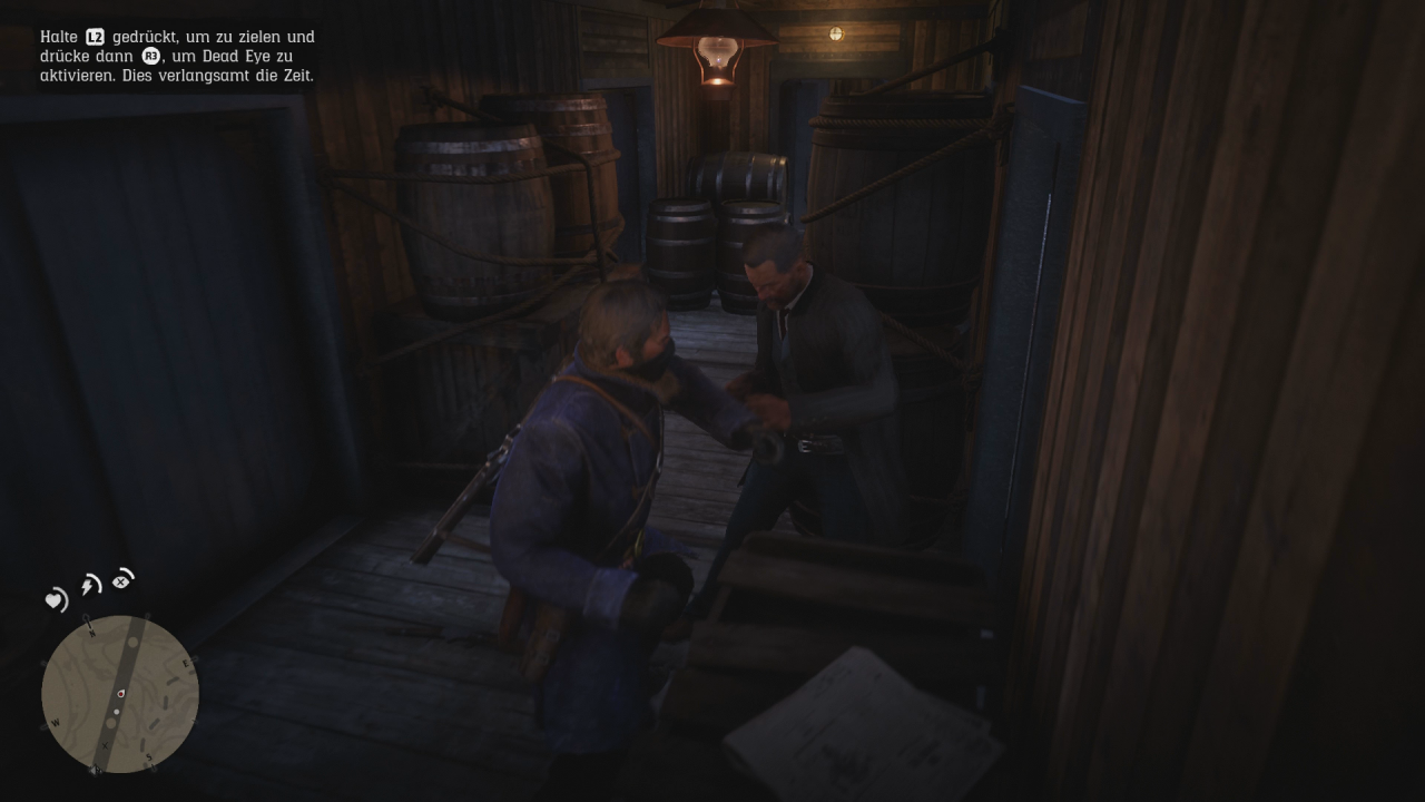 Arthur prügelt sich durch das Zugabteil im Prolog von Red Dead Redemption 2.