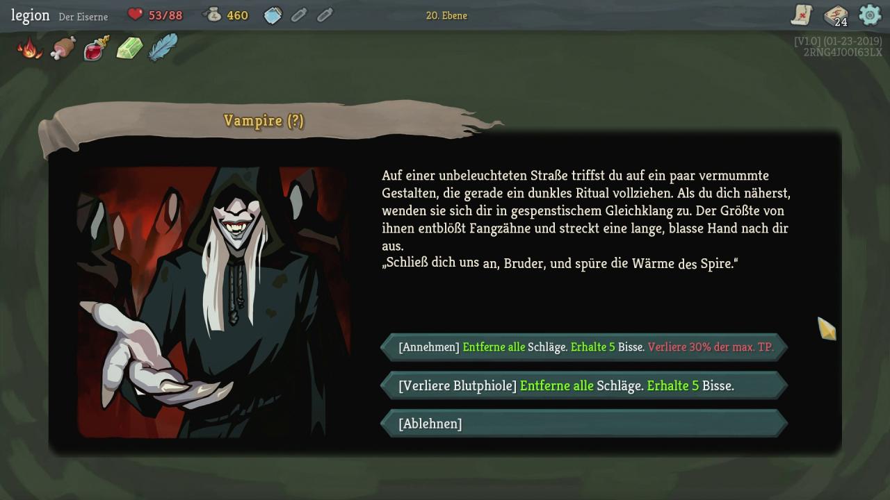 [07/02/2019] Die Zufallsereignisse können unsere ganze Spielweise beeinflussen. Hier werden wir zum Vampir!