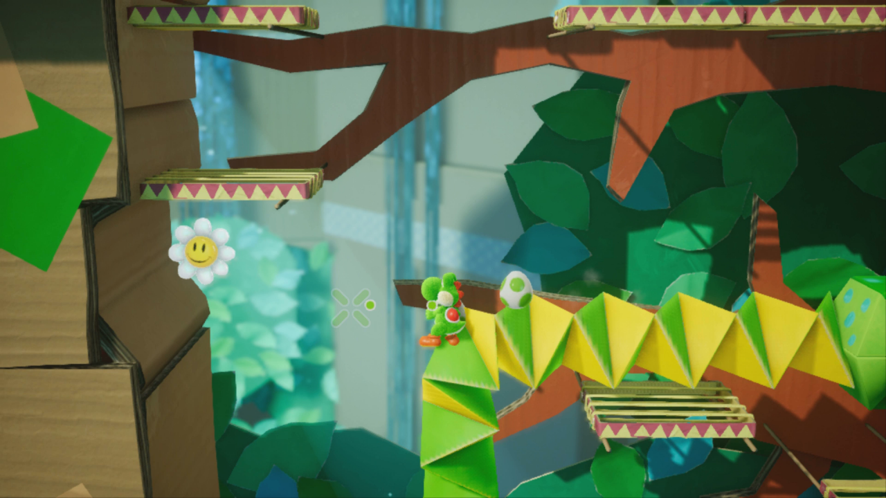 [28/03/2019] Yoshi's Crafted World: Welt 12 - Level 2: Hoppel-di-Hüpf: Die vierte Blume befindet sich zunächst in einer Wolke versteckt.