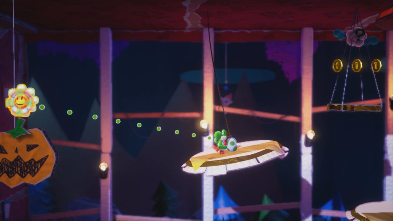 [28/03/2019] Yoshi's Crafted World: Welt 6 - Level 2: Spukwahnvilla: Die achte Blume findet ihr im driten Spukhaus, wenn ihr über die Lampen klettert.